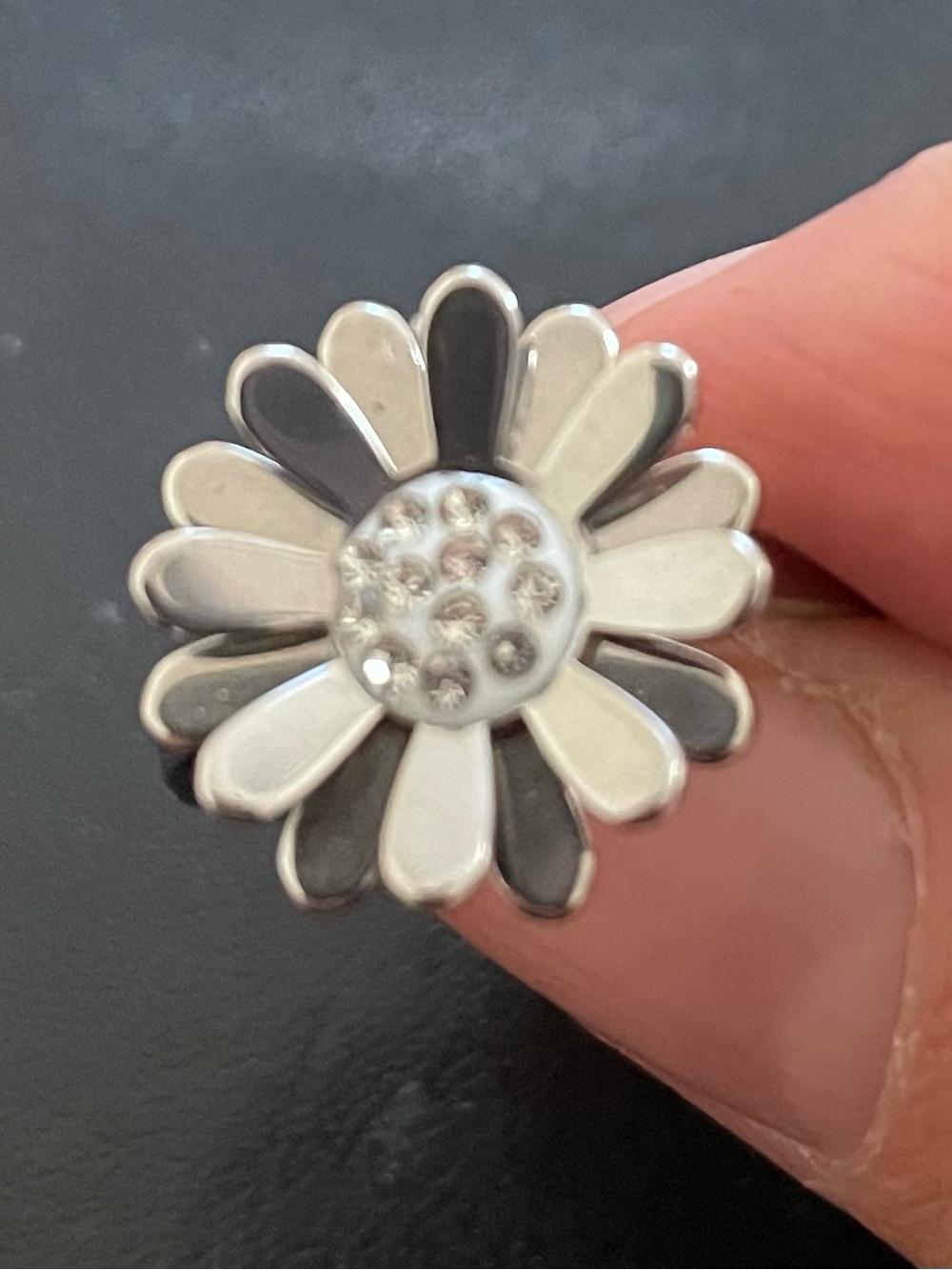 Size 5 1/2 Crystal Stainless Steel Sunflower Ring NEW